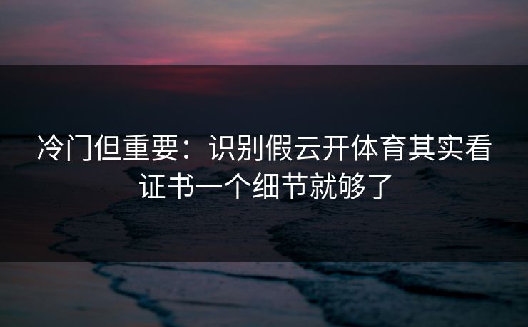 冷门但重要：识别假云开体育其实看证书一个细节就够了