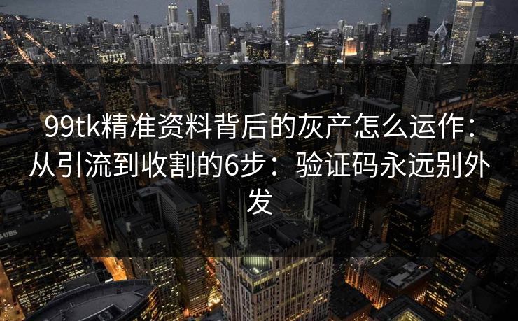 99tk精准资料背后的灰产怎么运作：从引流到收割的6步：验证码永远别外发